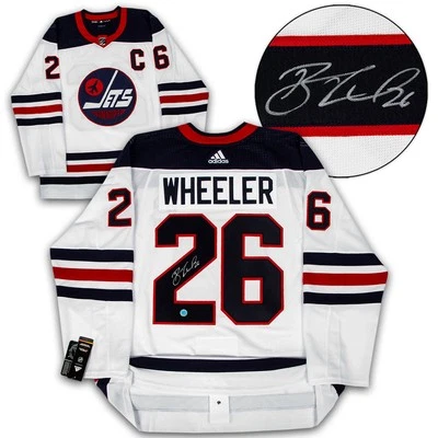 Camiseta deportiva Adidas autografiada por Blake Wheeler Winnipeg Jets Heritage Foto 1 de 2