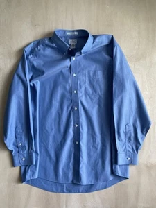 LL Bean Mens Oxford Shirt 18 35 Traditional Fit Long Sleeve Wrinkle Free Blue - Picture 1 of 5