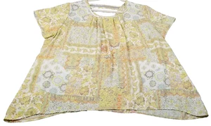 CATO Top Women’s 18W 20W Plus Floral Paisley Short Sleeve Boho Lightweight Flowy - Picture 1 of 11