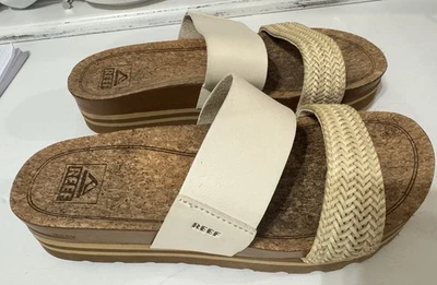 Sandalias de plataforma Reef Cushion Vista Hi cómodas para mujer talla 7 correa tejida de corcho NUEVAS Foto 1 de 4