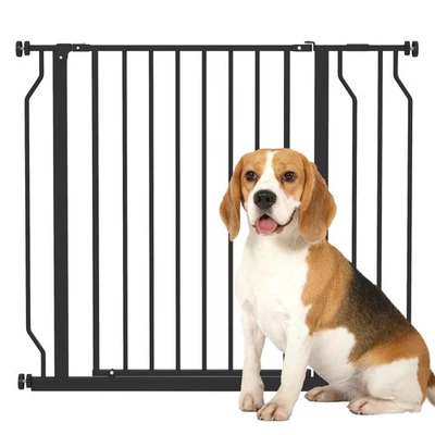 PawHut Dog Gate Wide Stair Gate w/ Door Pressure Fit, 75-95W cm, Black