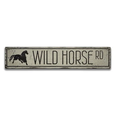 Letrero envejecido Wild Horse Road vintage, letrero de madera personalizado Foto 1 de 2