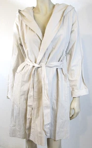 Eileen Fisher Bone Hooded Long Jacket Sz XS Organic Cotton Steel NWT $378 - Picture 1 of 10