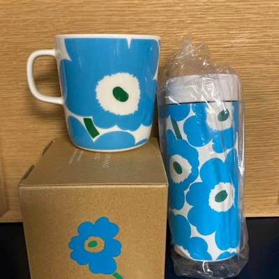 NUEVO Juego de vasos y tazas Marimekko × botella azul café Unikko 360 limitado nuevo Foto 1 de 2