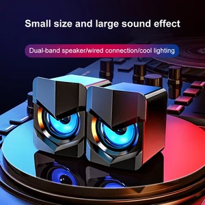 V-158 Mini Desktop Computer Speaker Super Bass Subwoofer 3.5mm Wired Music LSUM - Picture 1 of 8