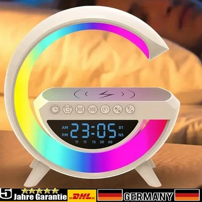 LED Nachttischlampe Mit Ladefunktion RGB Intelligente lichtwecker Tischlampe - Bild 1 von 4
