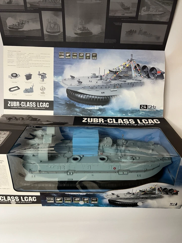 Радиоуправляемое судно на воздушной подушке класса ZUBR LCAC 21 x 10 дюймов 1:110 посадочное судно новое в коробке  - Изображение 1 из 4