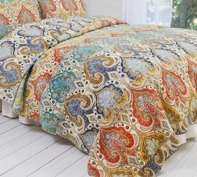 Colcha reversible de algodón multicolor Génova 68x86 edredón de cachemira cosido a mano Foto 1 de 4