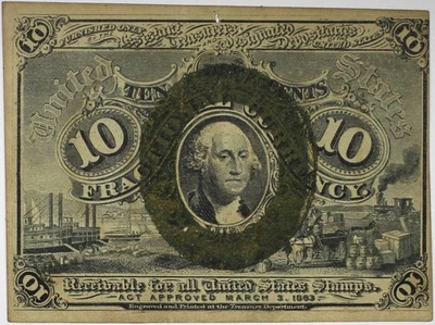 1863 10 Cents Fractional Currency XF+ Details Note Circulated P194 - Image 1 of 2