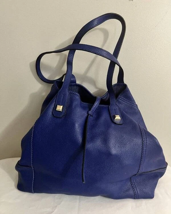 STELLA & DOT "VIOLA! YOU'RE GEORGEOUS" COBALT BLUE LEATHER SHOULDER BAG HANDBAG - Image 1 of 1