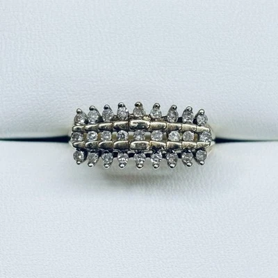 Anillo de boda THL 1/5 quilates oro amarillo 10k diamante natural corona pavé pirámide talla 7 Foto 1 de 4