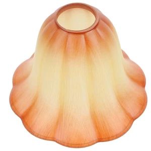 Flower Stripe Lampshade Amber Glass Globes for Light Fixtures Vintage Glass L... - Picture 1 of 9