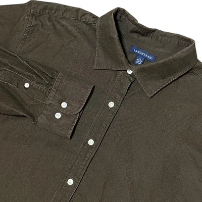 Camisa Lands End NUEVA CON ETIQUETAS Para Mujer Marrón Chocolate Pana Abotonada Lavado de Mar 2X Foto 1 de 4