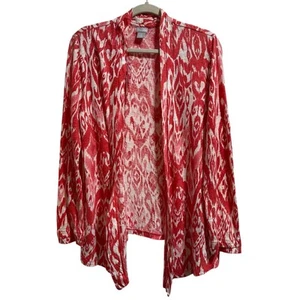 Cardigan donna Chico's 100% lino stampa aperto davanti manica lunga XL - Foto 1 di 6