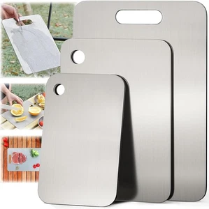 100% Pure Cut Titanium Cutting Board Set of 3, Double-Sided Food-Grade Titanium - Picture 1 of 7