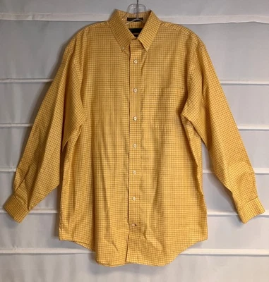 Camisa de Vestir Daniel Cremieux Amarillo Rojo Verde Algodón Estampado LS M EC! Foto 1 de 4