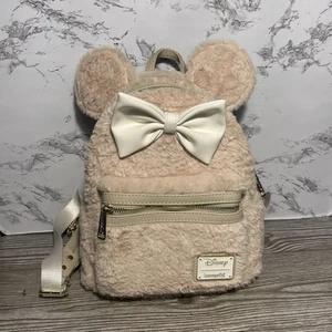 Loungefly Disney Mini Backpack Faux Fur Minnie Mouse Fuzzy BoxLunch Exclusive - Picture 1 of 7