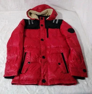 Diesel Down Fill Puffer Jacket Youth Size 16 Red & Black with Removable Hood - Image 1 of 4