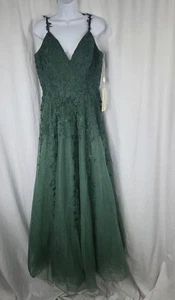 Vestido Galería Mujer 8 Verde Encaje Tul Floral Apliques Vestido Formal Noche - Imagen 1 de 13