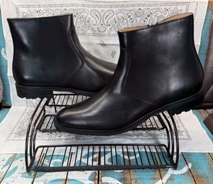 NEW Moretti Alexius Black Label Black Leather Side Zip Lug Sole Boot Mens Sz 13D - Picture 1 of 10
