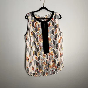 Blusa Top Para Mujer Cabi Sin Mangas Cuello en V Estampado Floral Geométrico Guepardo Talla XL - Imagen 1 de 7