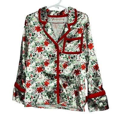 Cheeky Plum Girls Christmas Snowberry Satin Loungewear Two Piece Pajama Set New - Image 1 of 4