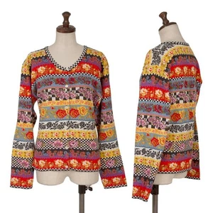 KENZO Floral Striped Knit Cardigan Size S-M(K-164337) - Picture 1 of 12