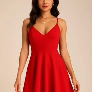Lulus rotes Fit & Flare Kleid Damen Gr. L Spaghettiträger Party Cocktail - Bild 1 von 7