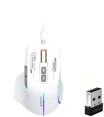 White Wireless Gaming Mouse Ergonomic 5 DPI 7200 RGB Lights Laptop PC Computer - Image 1 of 4