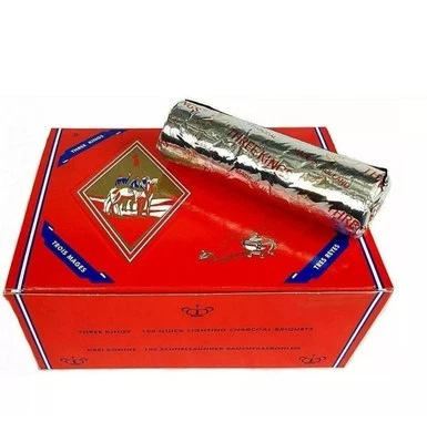 100 Piezas Tres 3 Reyes Carbón Cachimba Shisha Carbón Incienso 33 mm 10 Rollos Foto 1 de 2