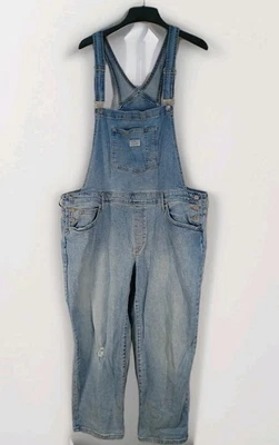 女士 Levi’s Strauss 牛仔围兜工作服牛仔裤尺寸 24W 仿旧浅水洗  — 第 1/4 张图片