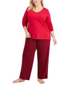 Charter Club Femmes Grande Taille Manche Longue Haut & Pantalon Coton Pyjama Lot - Picture 1 of 3
