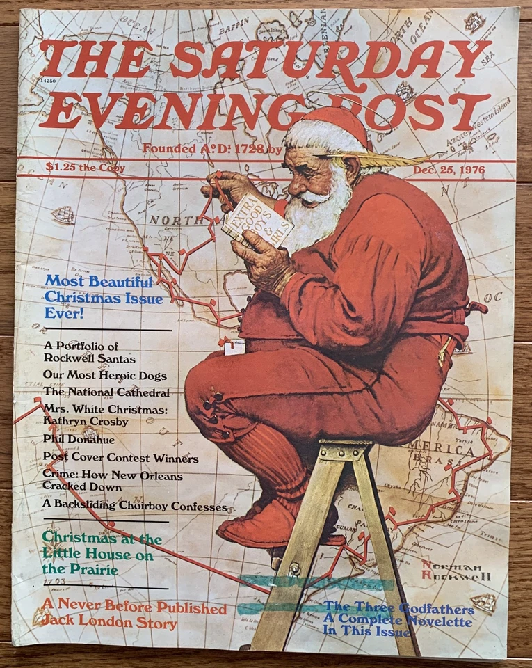 Saturday Evening Post Magazine Dec 25, 1976 Norman Rockwell Santa Claus Cover  - Image 1 of 1