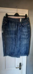 NEXT Falda Denim Desgastada, Talla 14, Y2K - Imagen 1 de 12