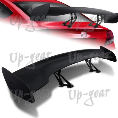 TIPO-3 Universal 57" Primer Preto ABS GT Tronco Spoiler Asa Suporte Ajustável - Imagem 1 de 4
