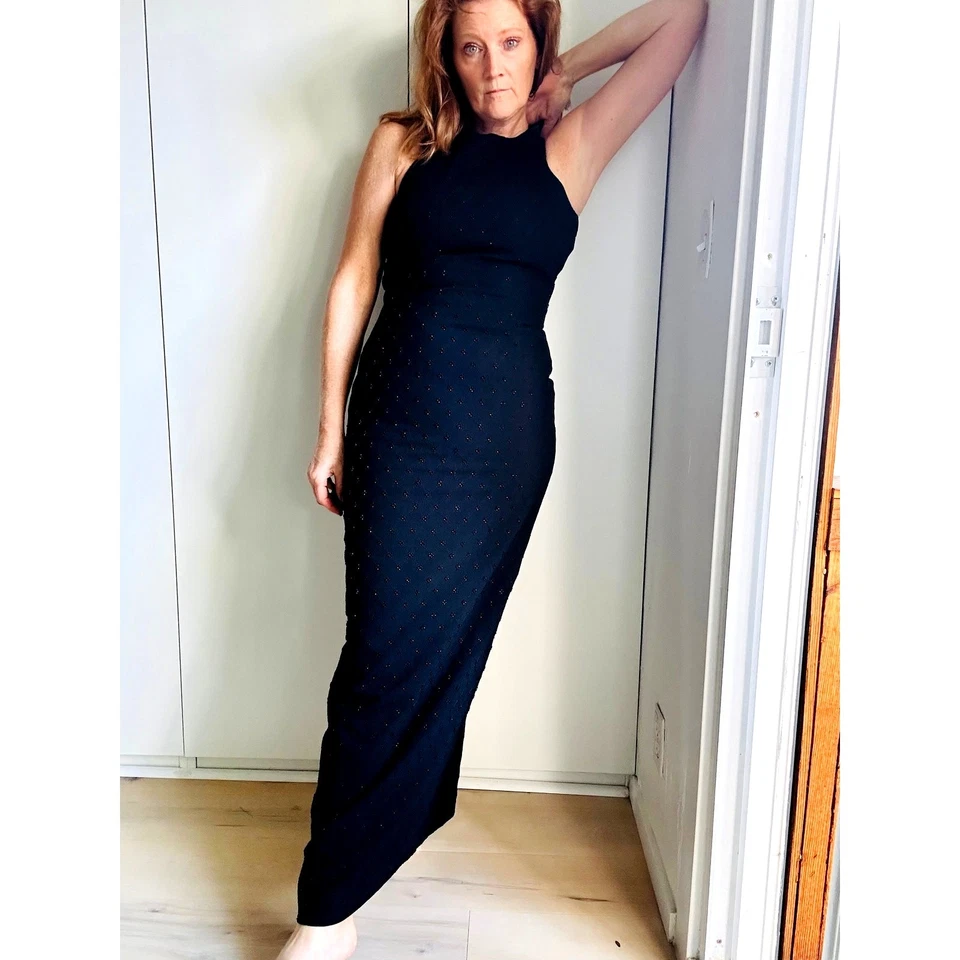 BELLE Badgley Mischka Negro Vestido Formal Con Cuentas Talla 0 Negro Corbata Fiesta Baile de graduación Foto 1 de 4