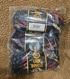Lion Yarn BOUCLE Bulky Knitting Yarn LOT OF 3 Skeins LICORICE 214  - Picture 1 of 8