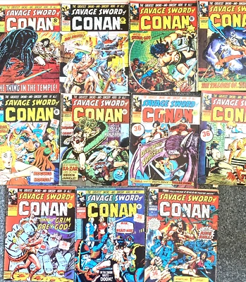 SAVAGE SWORD OF CONAN. NUMBER'S 1-3, 5-7, 11-12, 14, 17-18. (11 MAGAZINE LOT) - Image 1 of 4