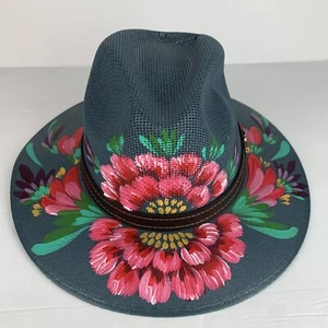 Beristain Fedora Style Hand Painted Mexican Hat Sombrero Mexico Floral Sz M - Picture 1 of 22