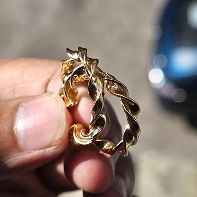 Pendientes Aro Vintage Genuino Estate Único Remolino Remolino Placa Oro Amarillo 14K Foto 1 de 4