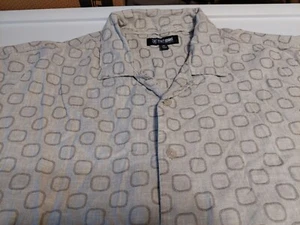 Stacy Adams Linen Button Short Sleeve Geometric 4X - Picture 1 of 5