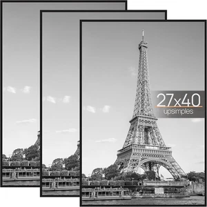 27X40 in Poster Frame Black 3 Pack, Scratch-Proof Picture Frames 27 X 40 for Pho - Picture 1 of 7