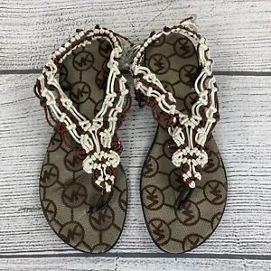Sandalias VK Tejidas Punta Abierta Mujer Talla 7.5/8 Sin Cordones Correa T Trenzada Comodidad NUEVAS - Imagen 1 de 6