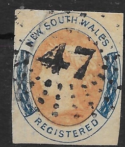 AUSTRALIA - NEW SOUTH WALES SG102 1856-9 6d VERMILION & PRUSSIAN BLUE USED* - Picture 1 of 1