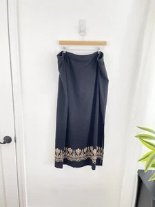 Diana Gilman 3X Black Paisley Stretch Midi Long Skirt Women’s Plus 3X NWT - Picture 1 of 6