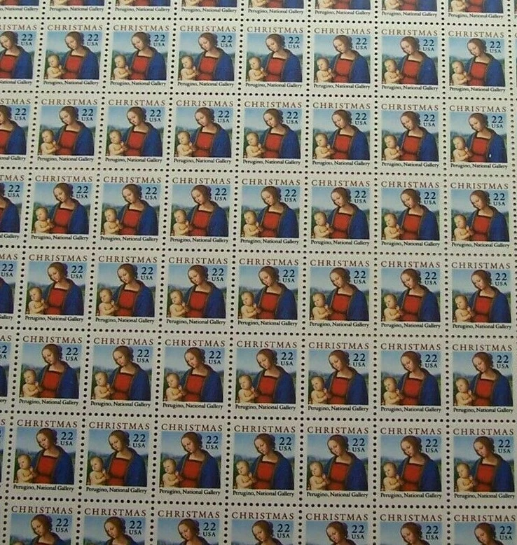  #2244 PERUGINO MADONNA AND CHILD 22 cent full mint sheet of 100 MNH OG - Image 1 of 1