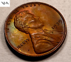 1939 Lincoln Wheat Penny Cent - Gem Bu (Rainbow Toned) - Better Date! #W133
