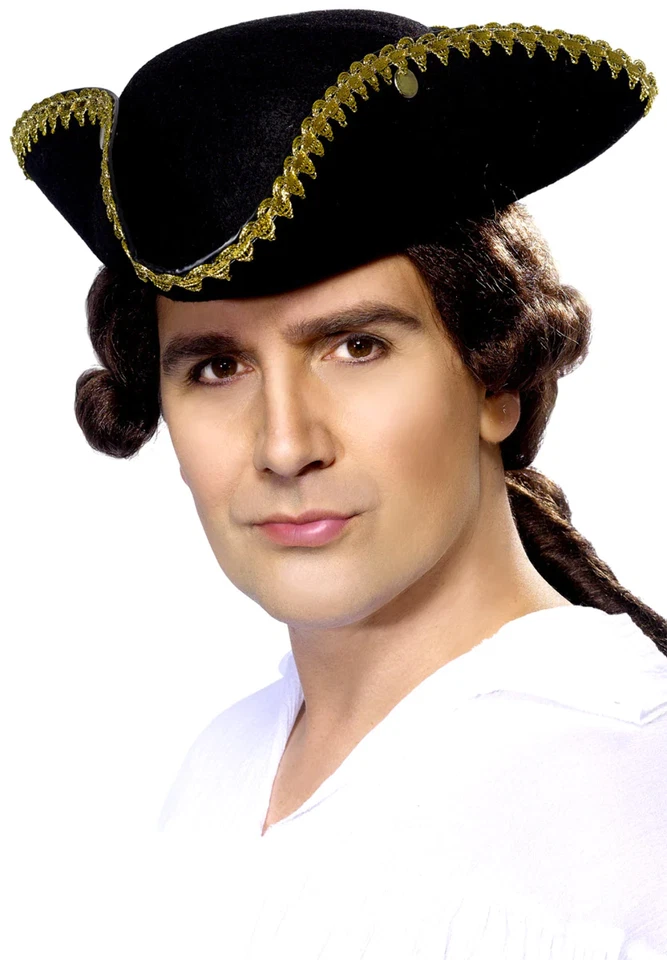 Cappello Nero Di Dick Turpin Accessorio Da Costume Da Highwayman Per Uomo - Immagine 1 di 1