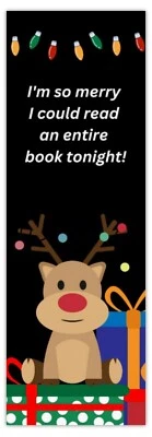 Reindeer BOOKMARK*Cute*Funny*Ideal Xmas gift*Book Mark*Black