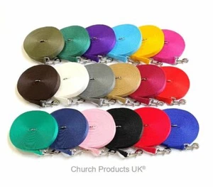 Dog Training Leads 25mm Heavy Webbing 5ft - 100ft Long Tracking Line 20 Colours - Picture 1 of 90
